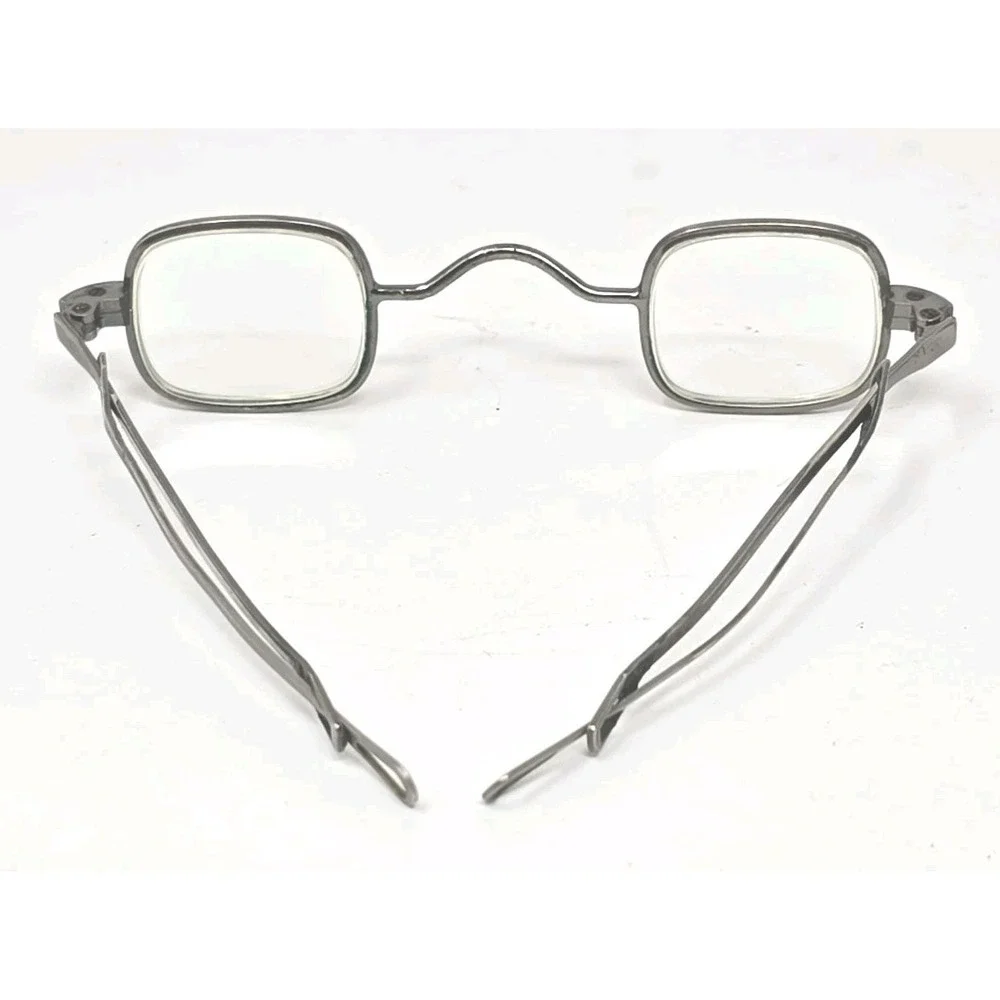 Vintage Antique Otters 18 Century Spectacles Glasses Metal Frame w/ Case PB5